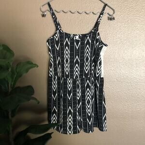 Xhilaration Black & White Patterned Shorts Romper